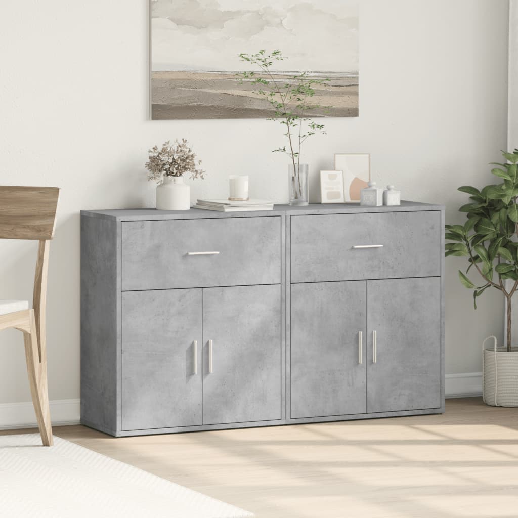 Sideboards 2 pcs 60x31x70 cm Engineered Wood Concrete grey