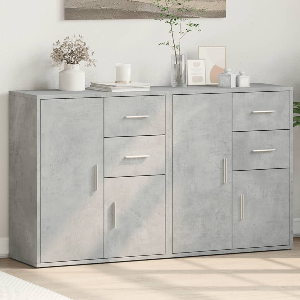 Sideboards 2 pcs 60x31x70 cm Engineered Wood Concrete grey