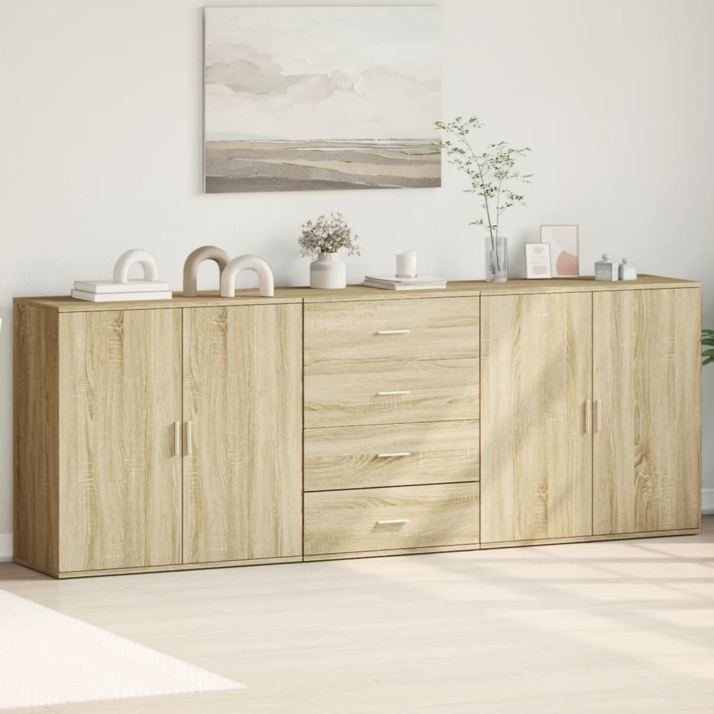 Sideboards 3 pcs Engineered Wood Sonoma oak