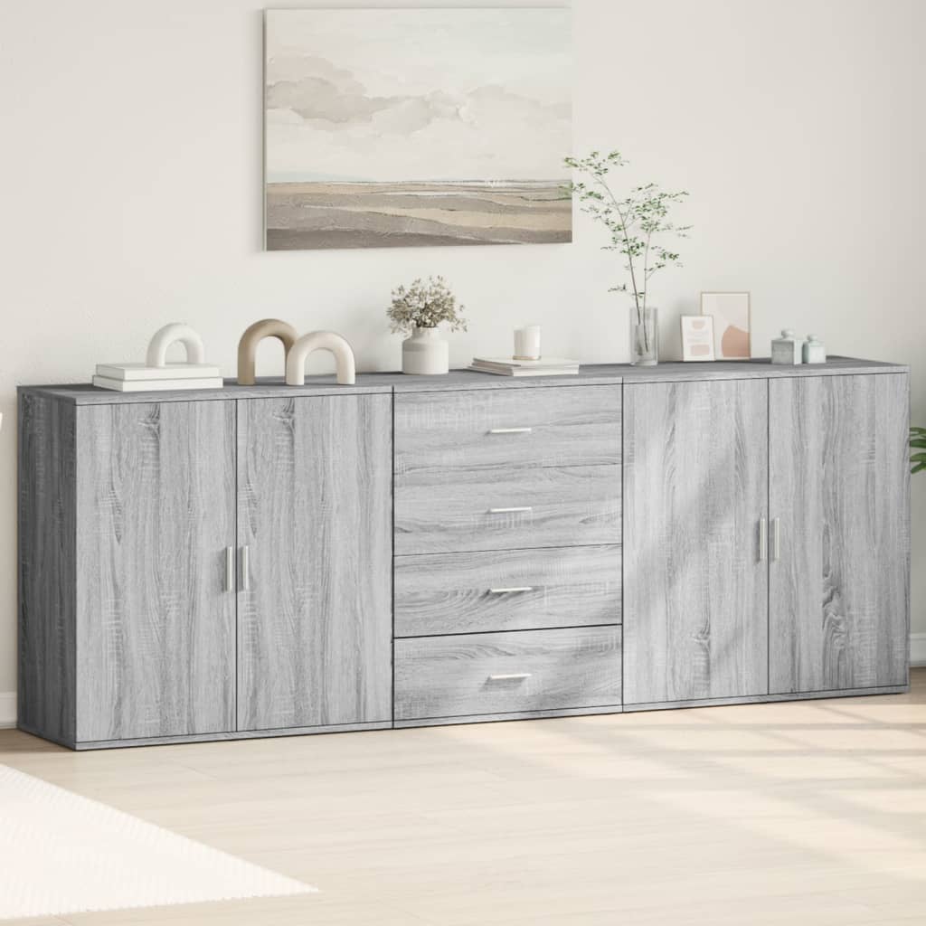Sideboards 3 pcs Engineered Wood Grey sonoma