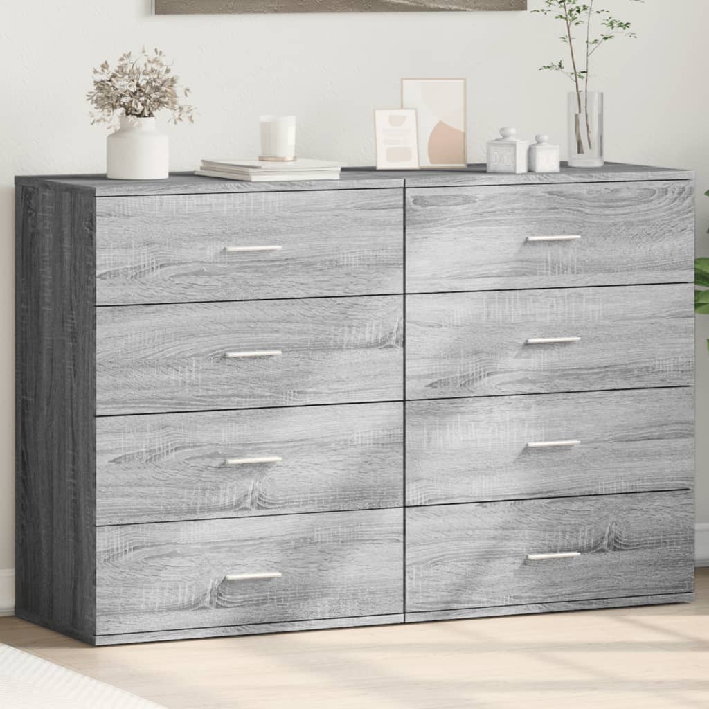 Sideboards 2 pcs 60x39x80 cm Engineered Wood Grey sonoma