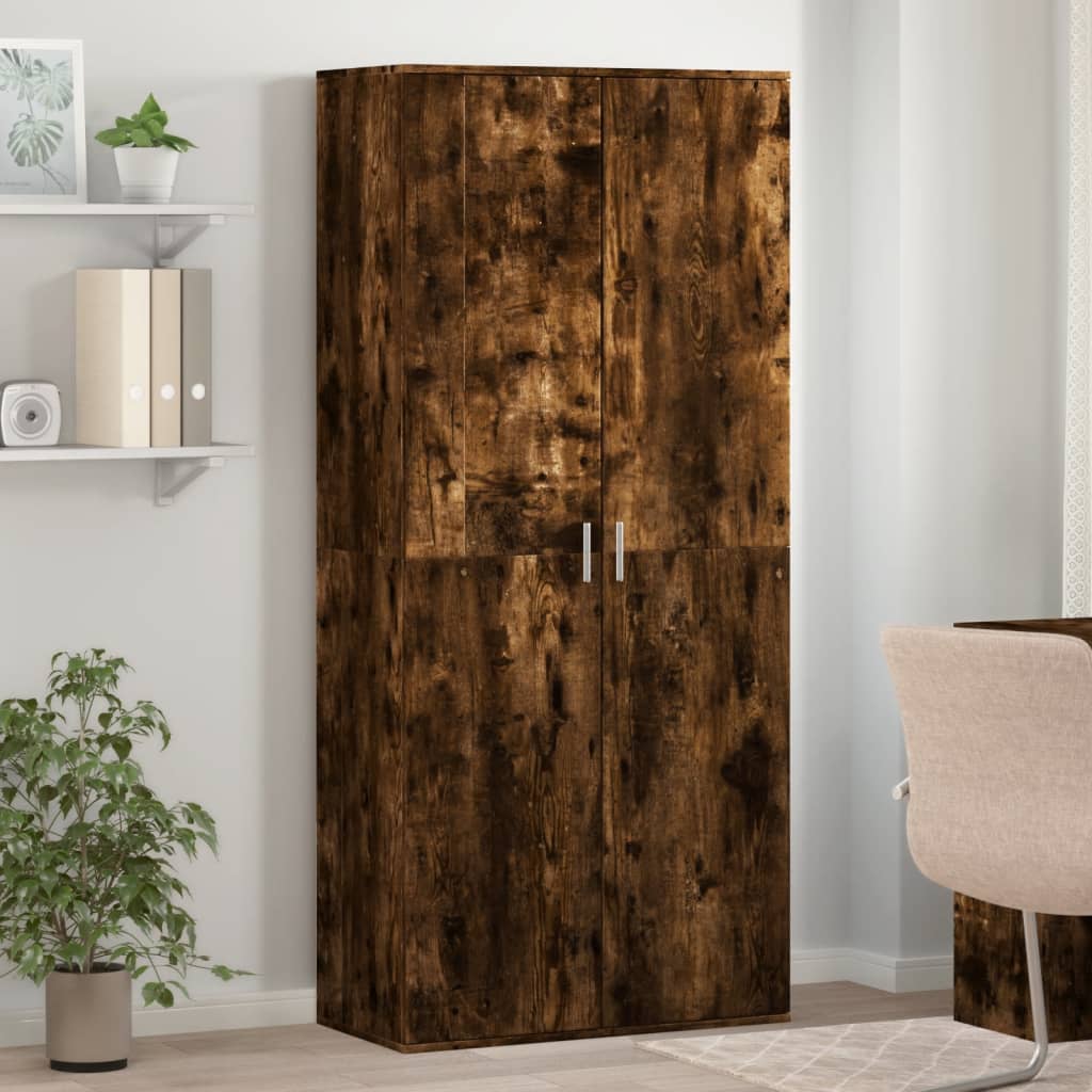 vidaXL Shoe Cabinet Smoked Oak 80x39x178 cm Engineered Wood 1