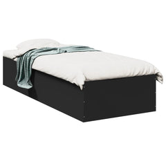 vidaXL Bed Frame without Mattress Black 75x190 cm Small Single Engineered Wood 2