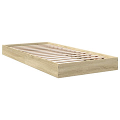 vidaXL Bed Frame without Mattress Sonoma Oak 75x190 cm Small Single Engineered Wood 3