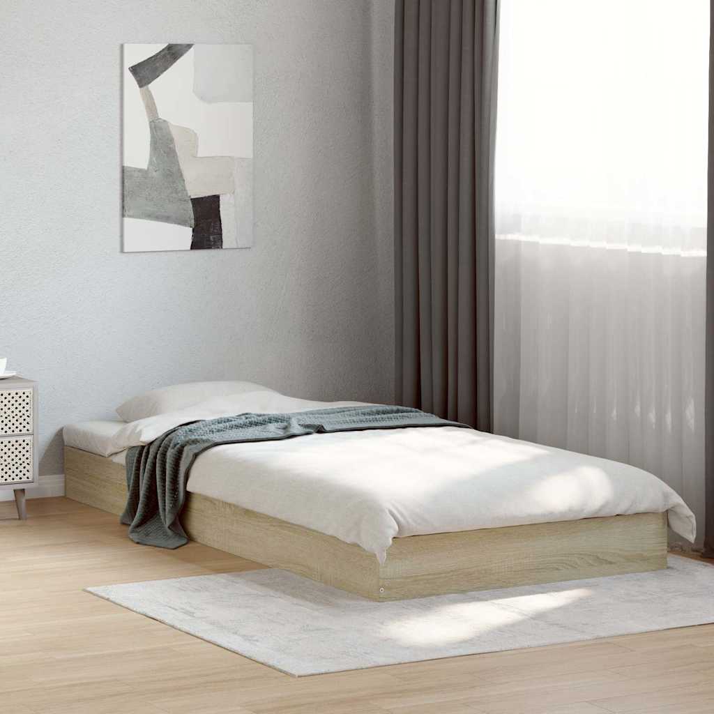 Bed Frame without Mattress 75x190 cm Engineered Wood Length 190 cm Height 17 cm Width 75 cm Sonoma oak
