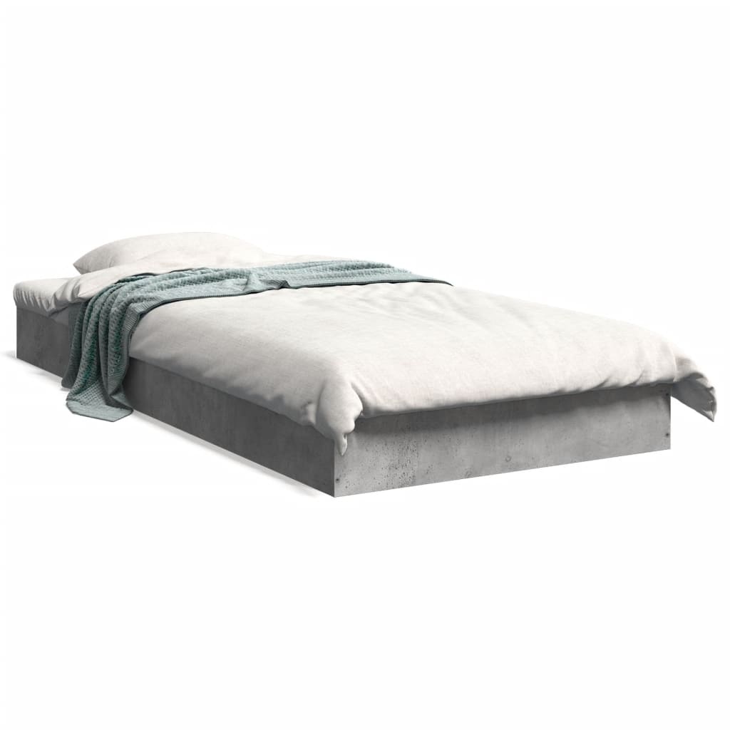 Bed Frame without Mattress 75x190 cm Engineered Wood Length 190 cm Height 17 cm Width 75 cm Concrete grey
