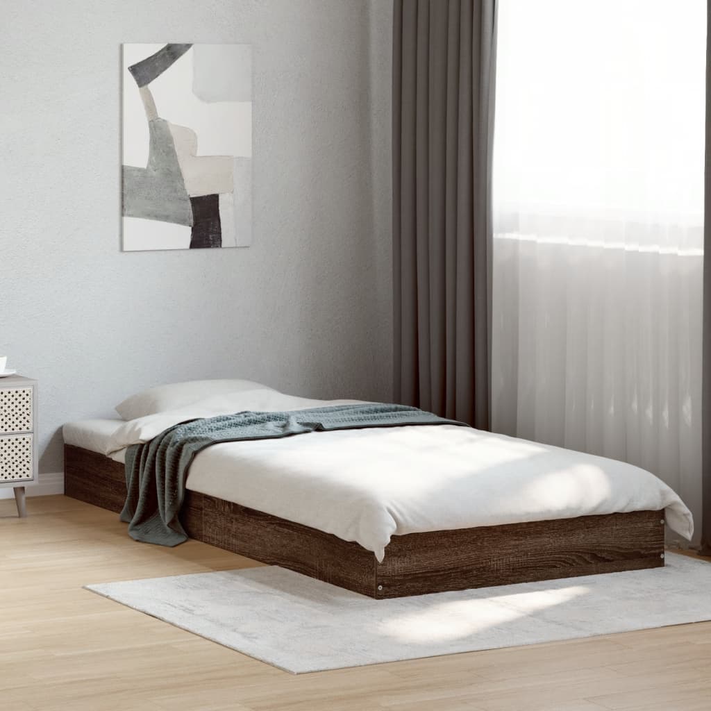 vidaXL Bed Frame without Mattress 75x190 cm Engineered Wood Height 17 cm