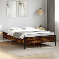Bed Frame without Mattress Height Length Smoked Oak