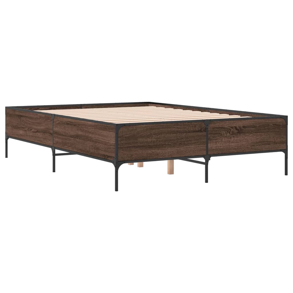 Bed Frame without Mattress Height 44 cm Length 200 cm Brown Oak 120 cm