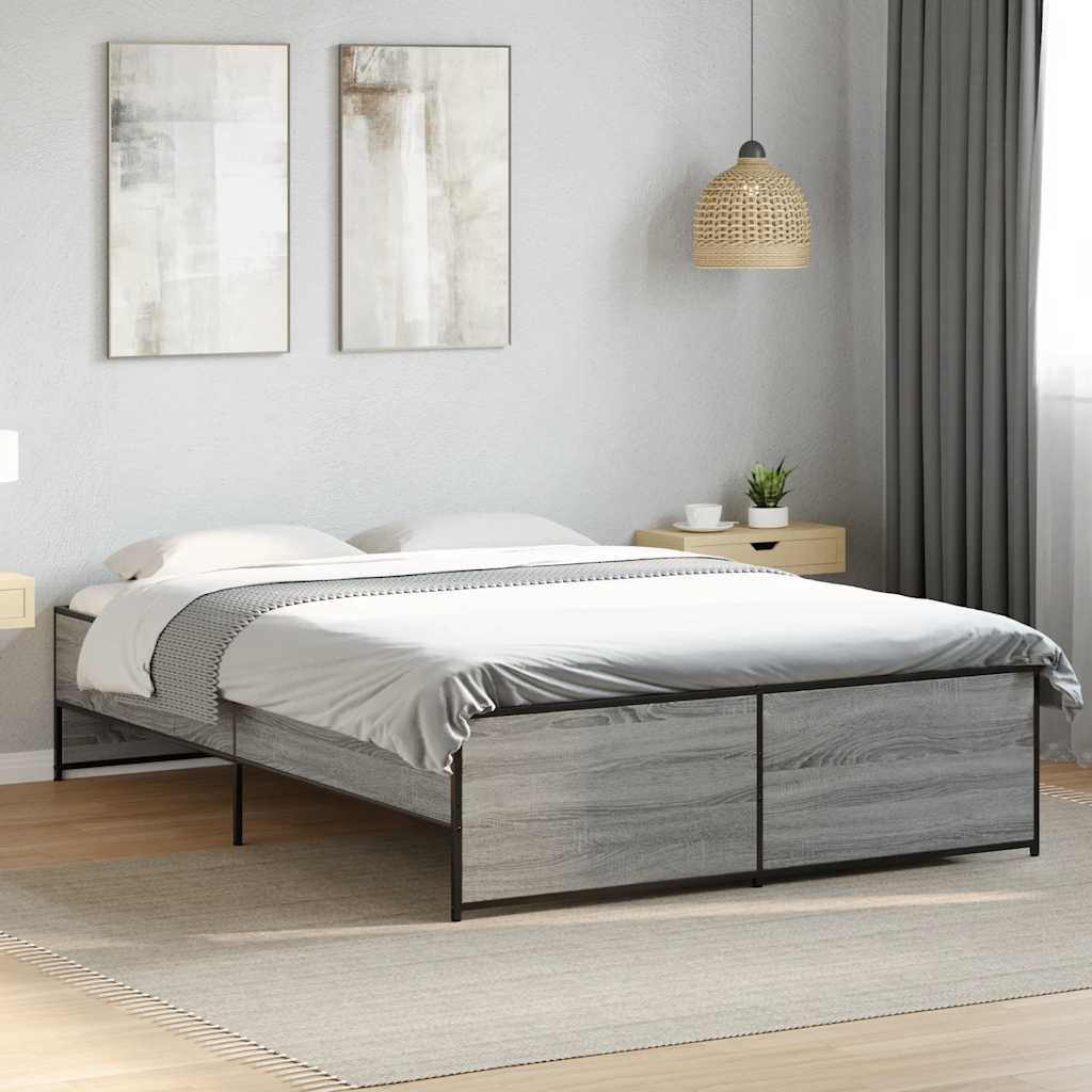 Bed Frame without Mattress Length 190 cm Grey Sonoma 140 cm