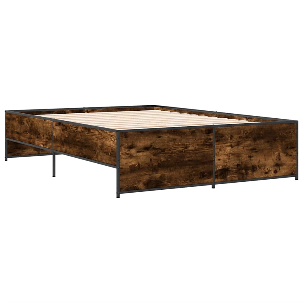 vidaXL Bed Frame without Mattress Smoked Oak 135x190 cm Double 3