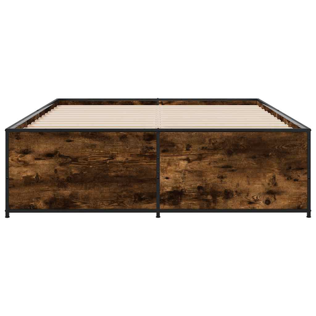 vidaXL Bed Frame without Mattress Smoked Oak 135x190 cm Double 4