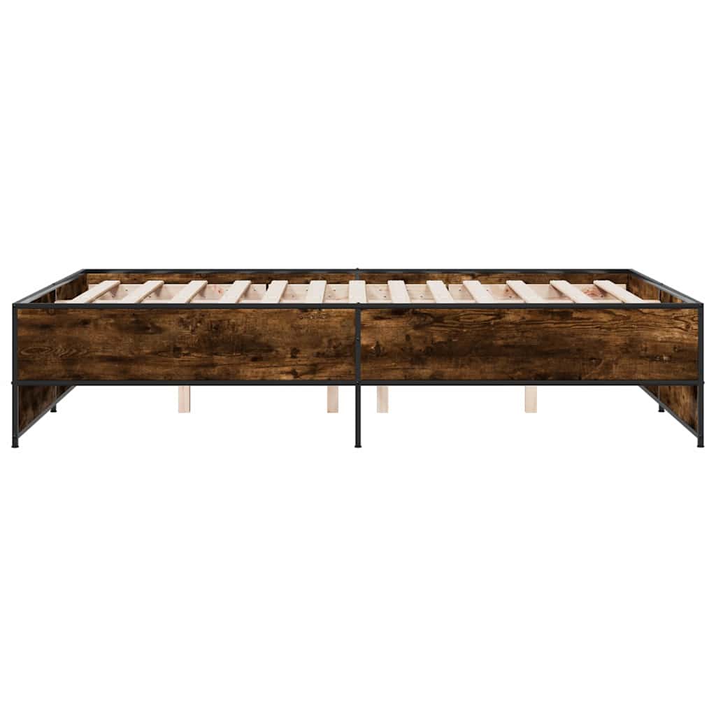 vidaXL Bed Frame without Mattress Smoked Oak 135x190 cm Double 5
