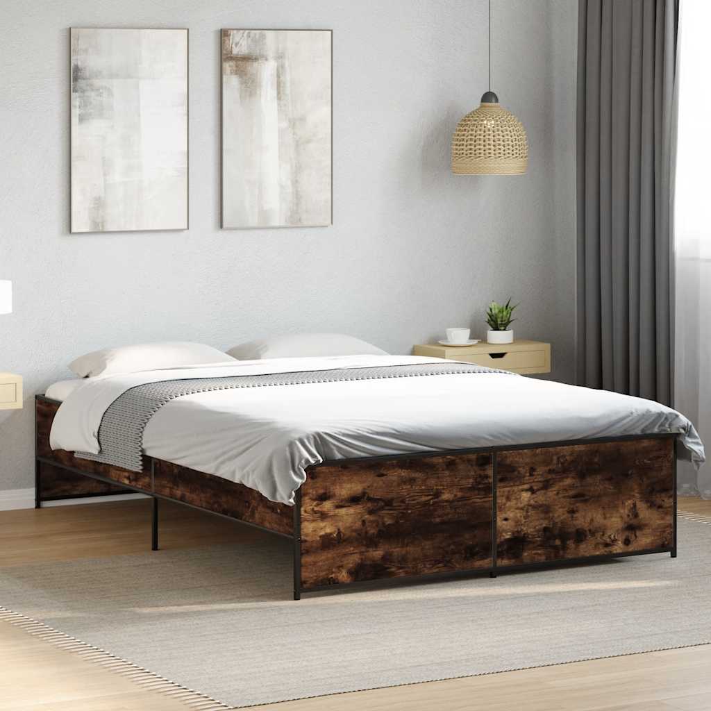 vidaXL Bed Frame without Mattress Smoked Oak 135x190 cm Double 1