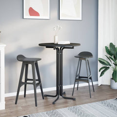 vidaXL Bar Table Black Ø80x110 cm Engineered Wood and Steel 3