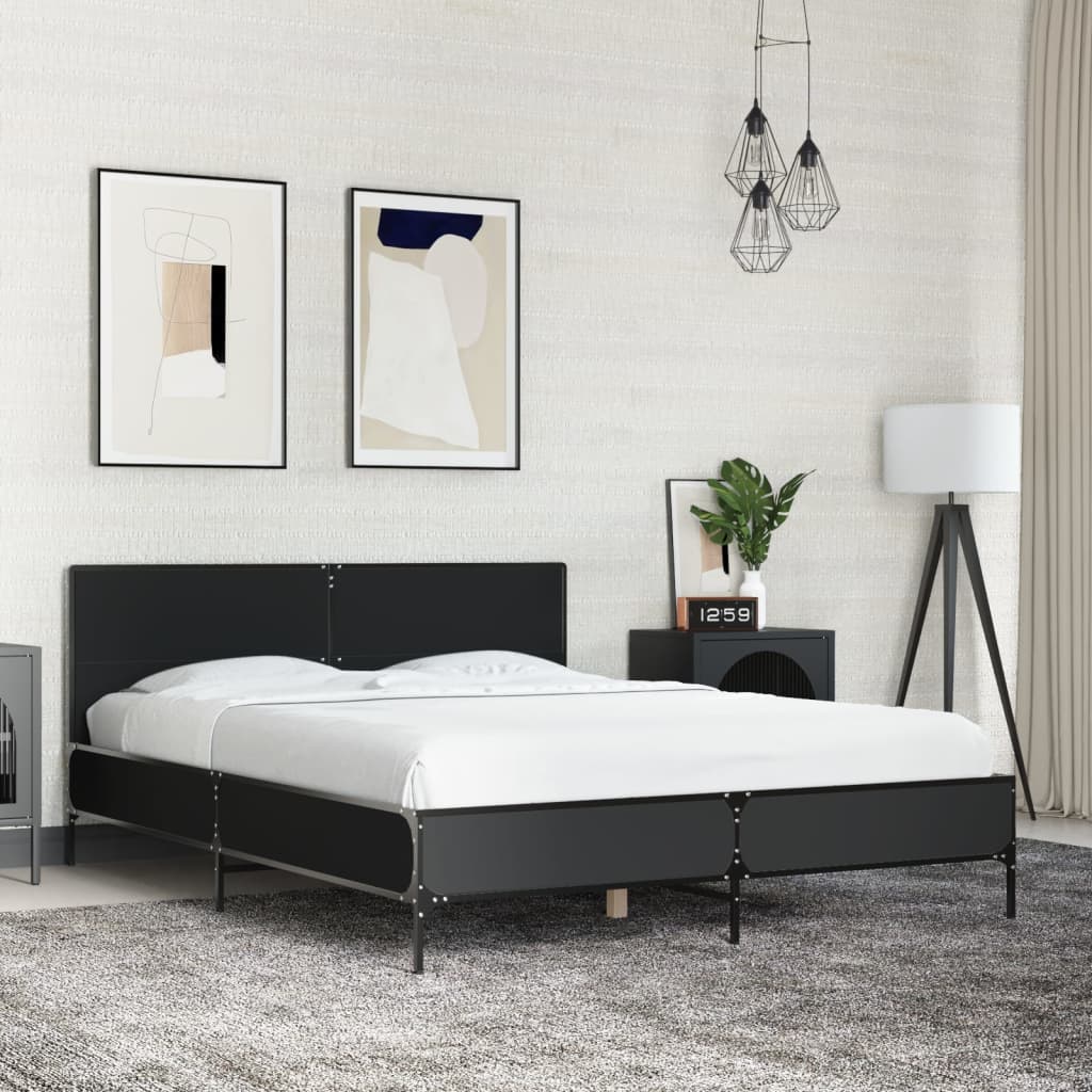 Bed Frame without Mattress Black 120 x 190 cm