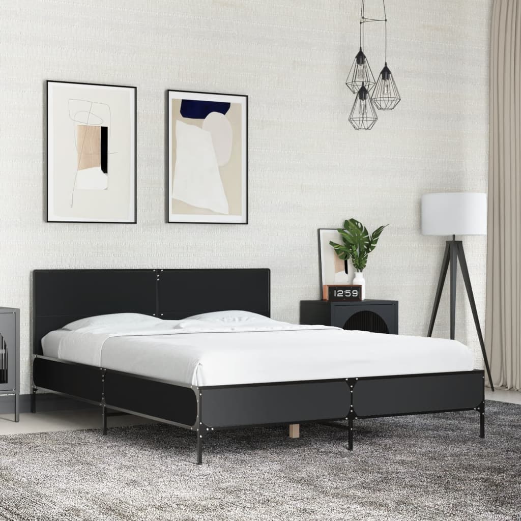 Bed Frame without Mattress Black 135 x 190 cm