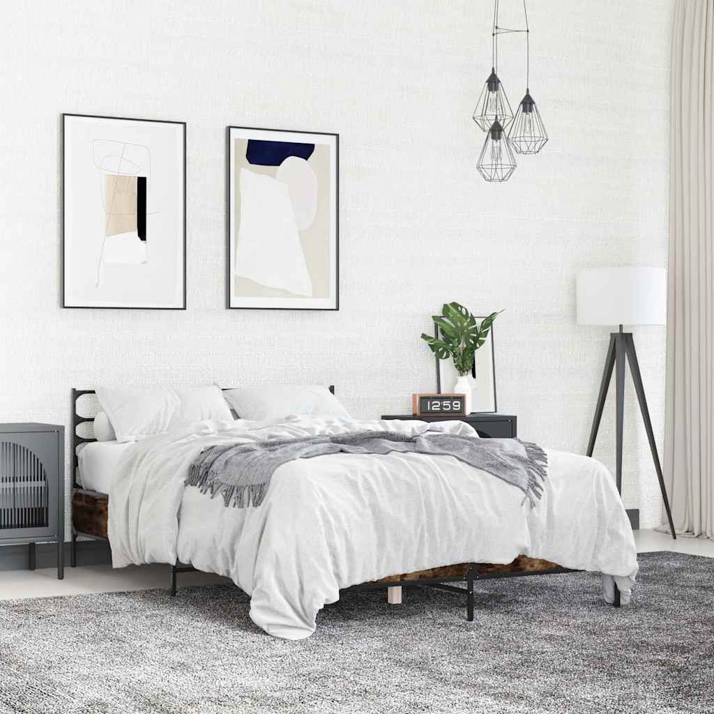 Bed Frame without Mattress Length 200 cm Smoked oak 120 cm