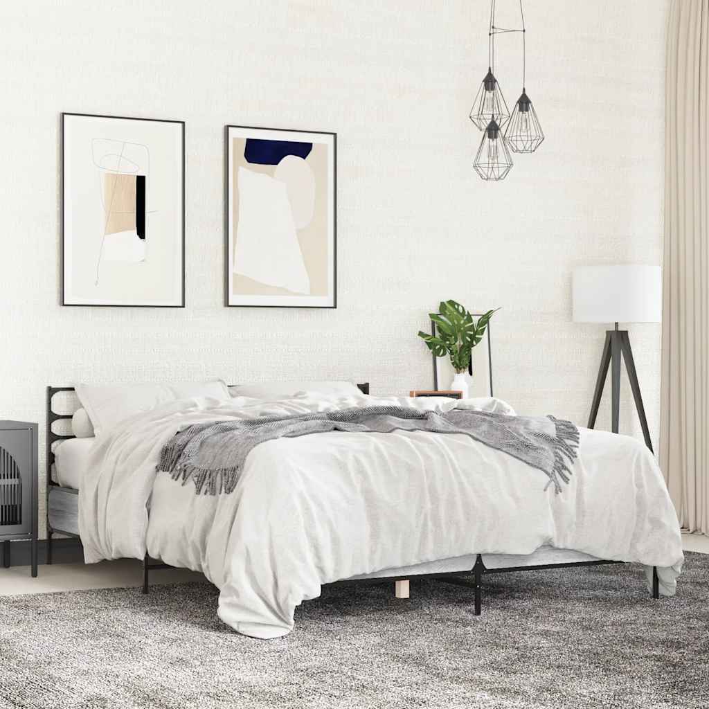 Bed Frame without Mattress Length 200 cm Grey Sonoma 120 cm