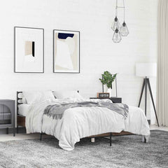 Bed Frame without Mattress Length Brown Oak
