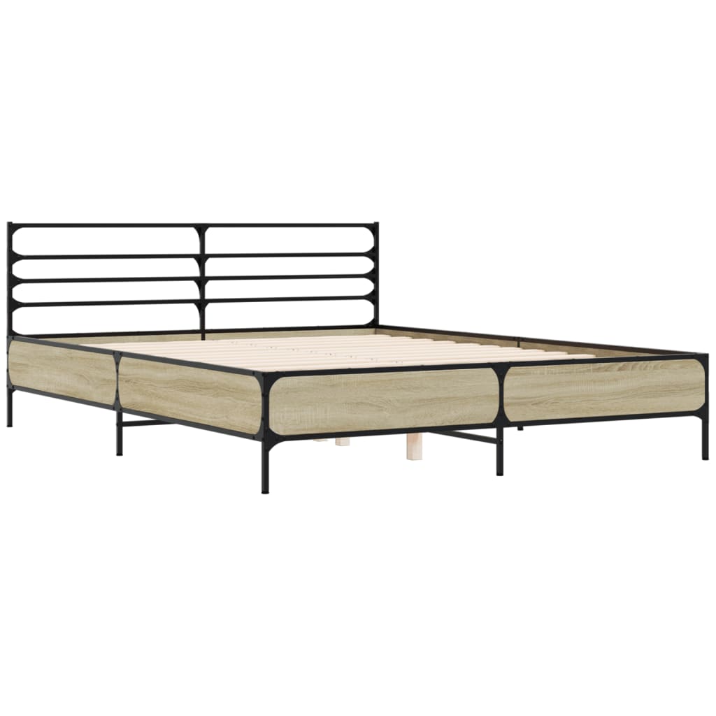 vidaXL Bed Frame without Mattress Sonoma Oak 150x200 cm King Size 3