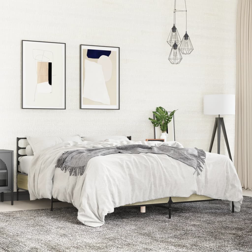 vidaXL Bed Frame without Mattress Sonoma Oak 150x200 cm King Size 1