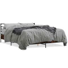 vidaXL Bed Frame without Mattress Smoked Oak 150x200 cm King Size 2