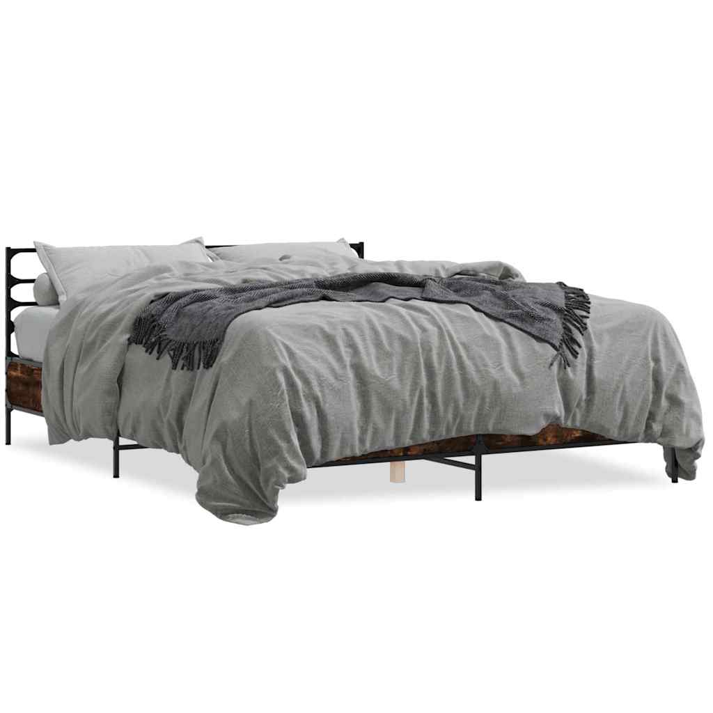 Bed Frame without Mattress Length 200 cm Smoked oak 150 cm