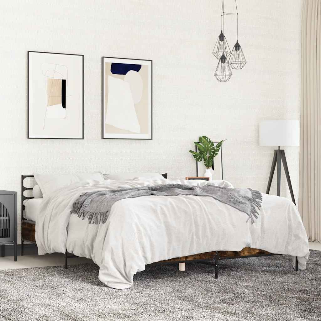 Bed Frame without Mattress Length 200 cm Smoked oak 150 cm