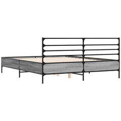 vidaXL Bed Frame without Mattress Grey Sonoma 150x200 cm King Size 6