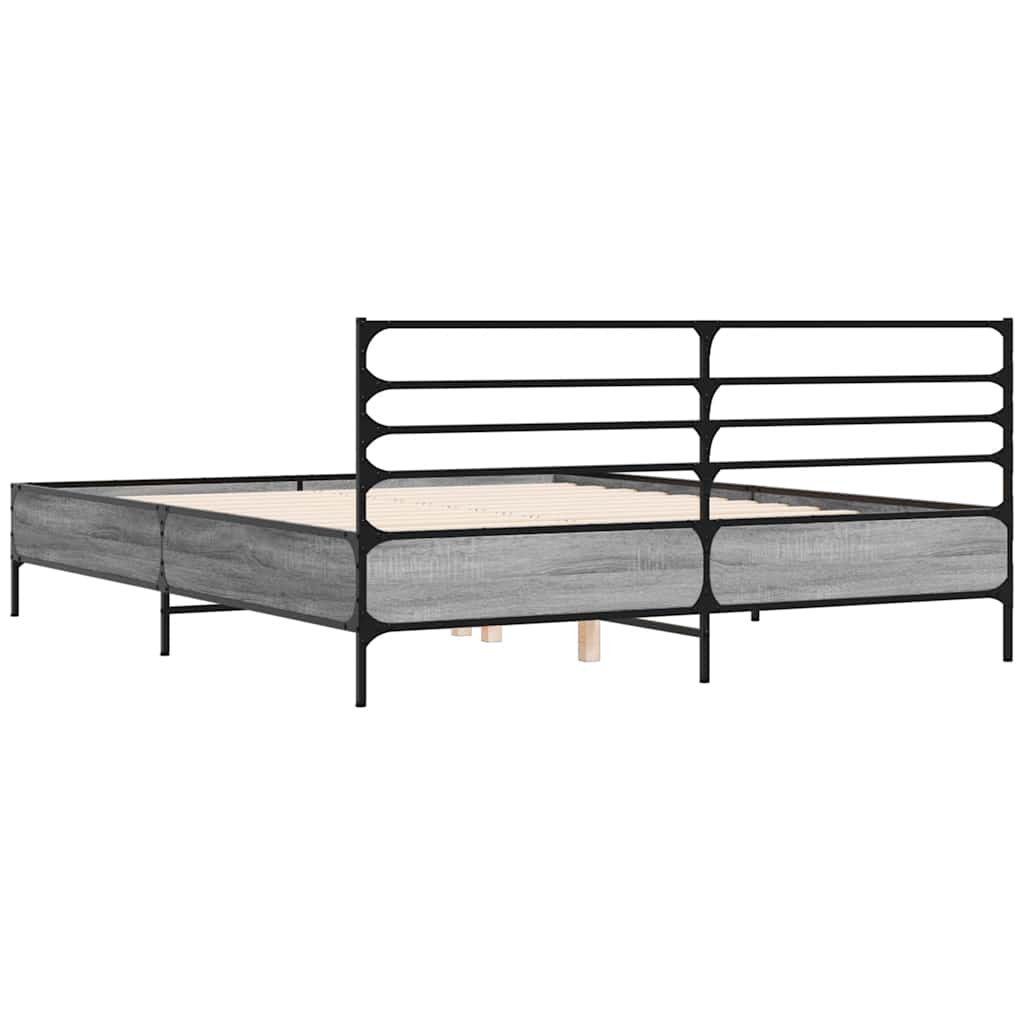 Bed Frame without Mattress Length 200 cm Grey Sonoma 150 cm