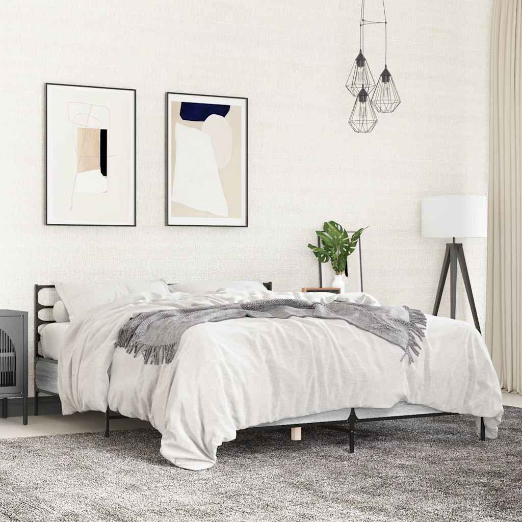 vidaXL Bed Frame without Mattress Grey Sonoma 150x200 cm King Size 1