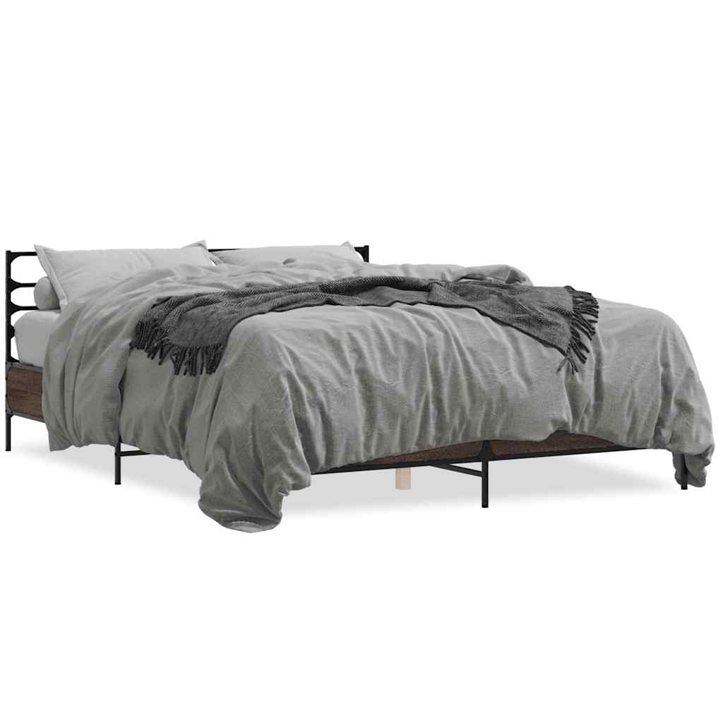 Bed Frame without Mattress Length 200 cm Brown Oak 150 cm