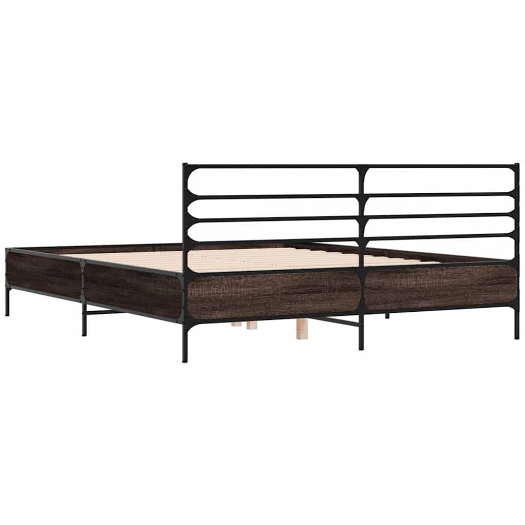 Bed Frame without Mattress Length 200 cm Brown Oak 150 cm