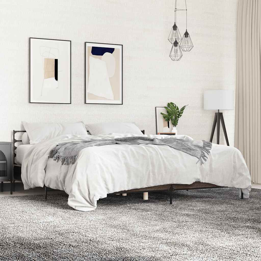 Bed Frame without Mattress Length 200 cm Brown Oak 180 cm