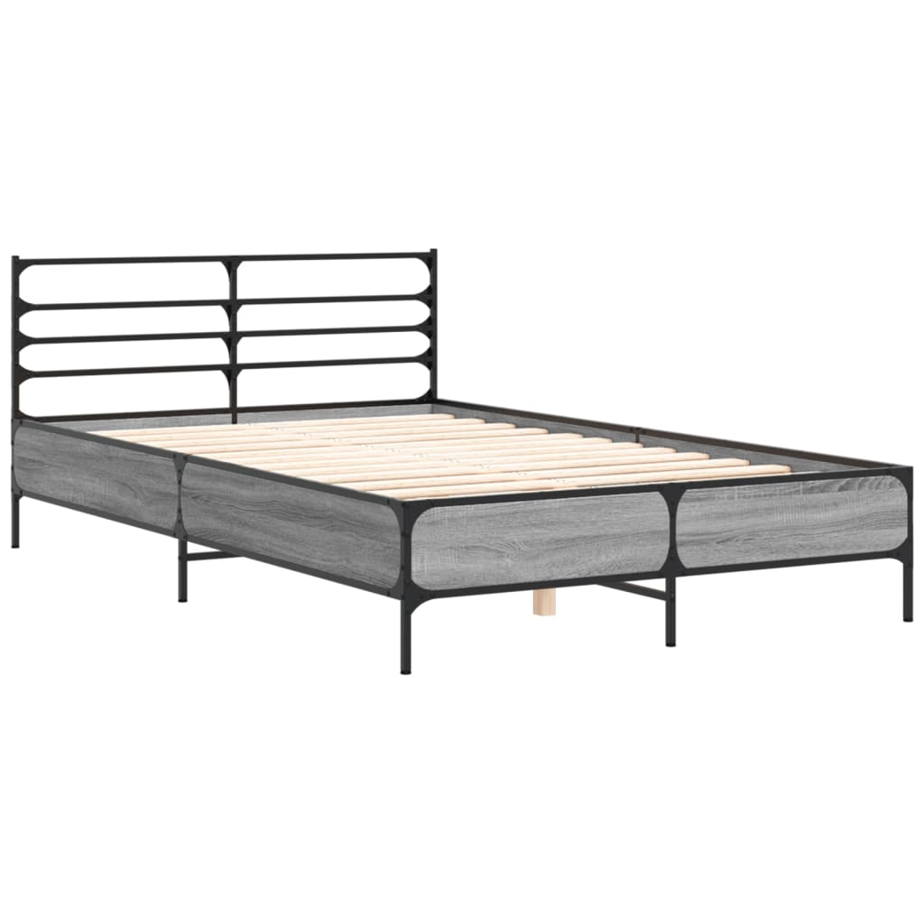 vidaXL Bed Frame without Mattress Grey Sonoma 120x190 cm Small Double 3