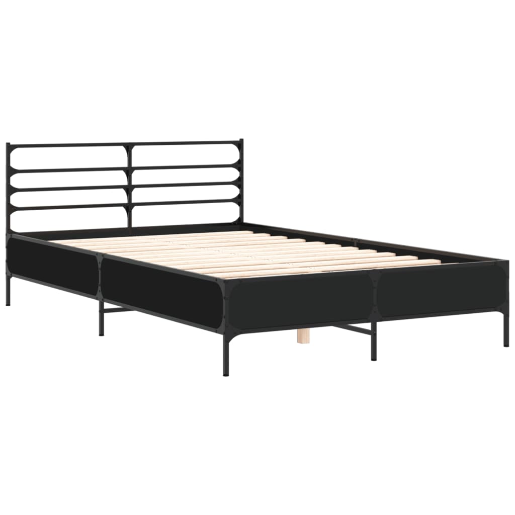 vidaXL Bed Frame without Mattress Black 135x190 cm Double 3