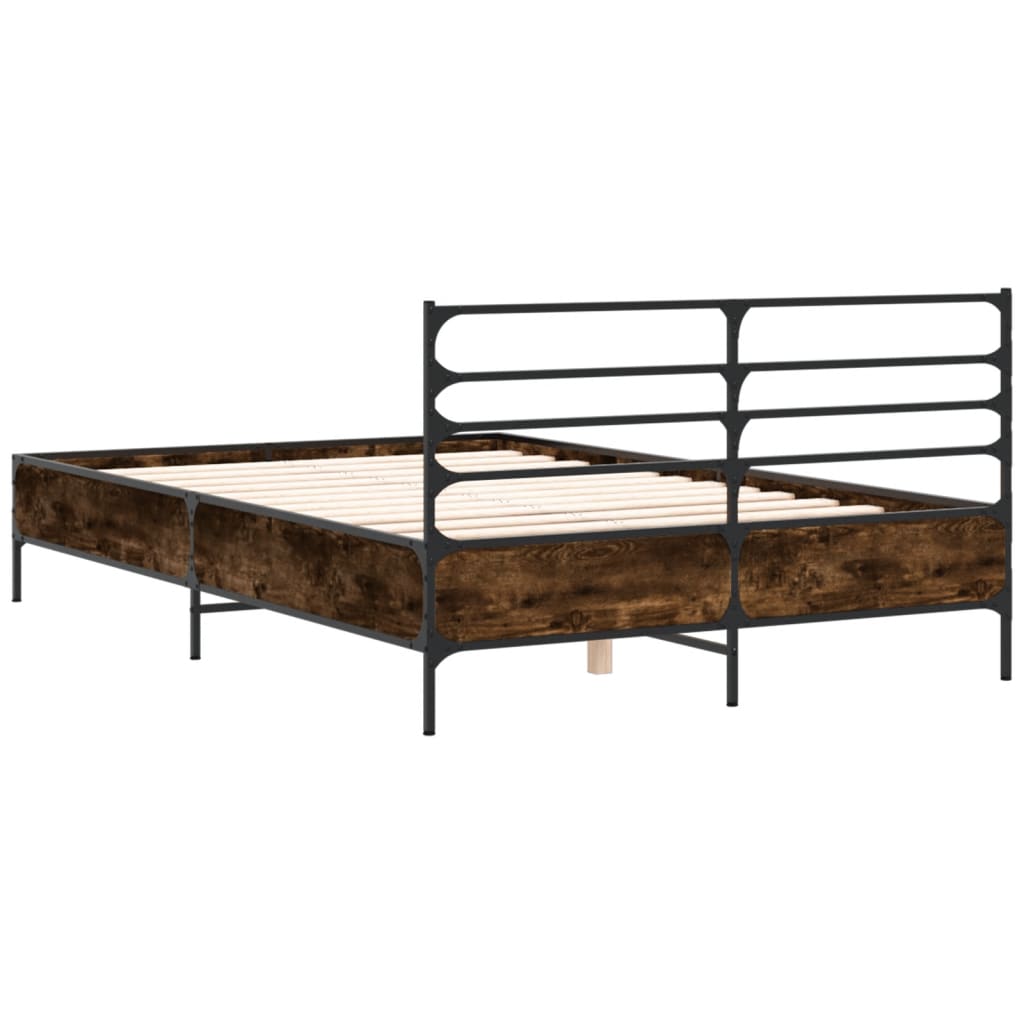 vidaXL Bed Frame without Mattress Smoked Oak 135x190 cm Double 6