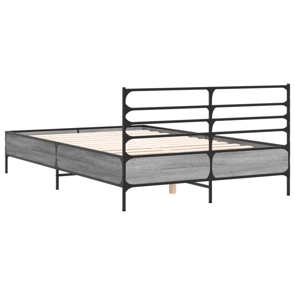 vidaXL Bed Frame without Mattress Grey Sonoma 135x190 cm Double 6