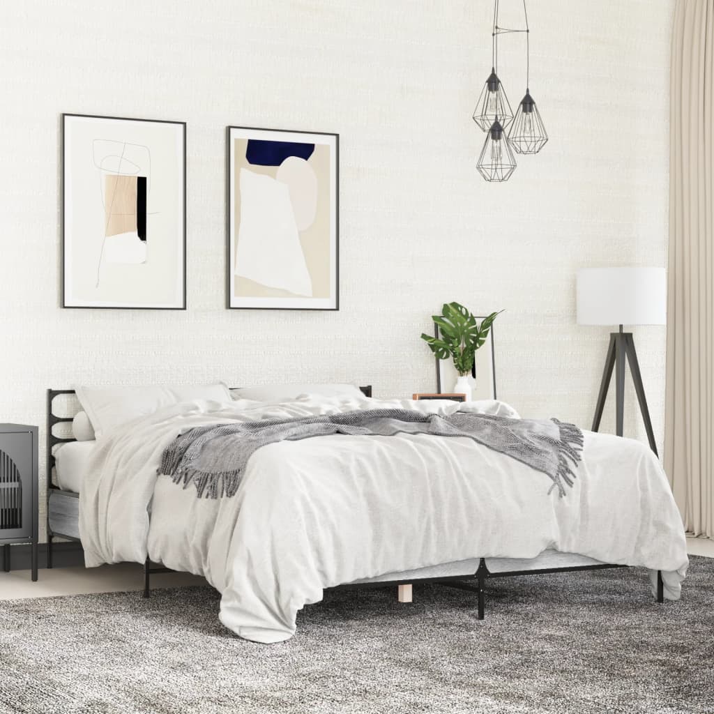 vidaXL Bed Frame without Mattress Grey Sonoma 135x190 cm Double 1