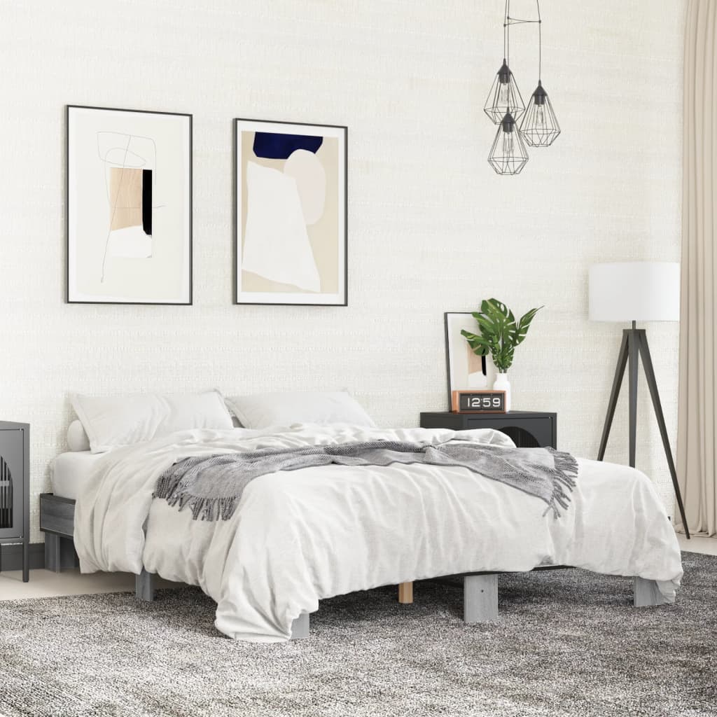 Bed Frame without Mattress 150x200 cm Grey sonoma