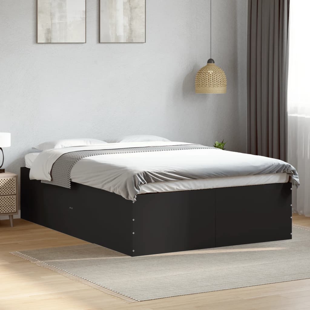 Bed Frame without Mattress 135x190 cm Height 45 cm Black