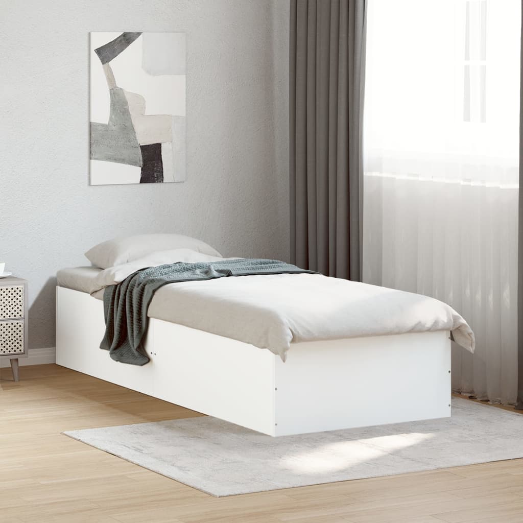 Bed Frame without Mattress 100x200 cm Length 200 cm Height 35 cm Width 100 cm White