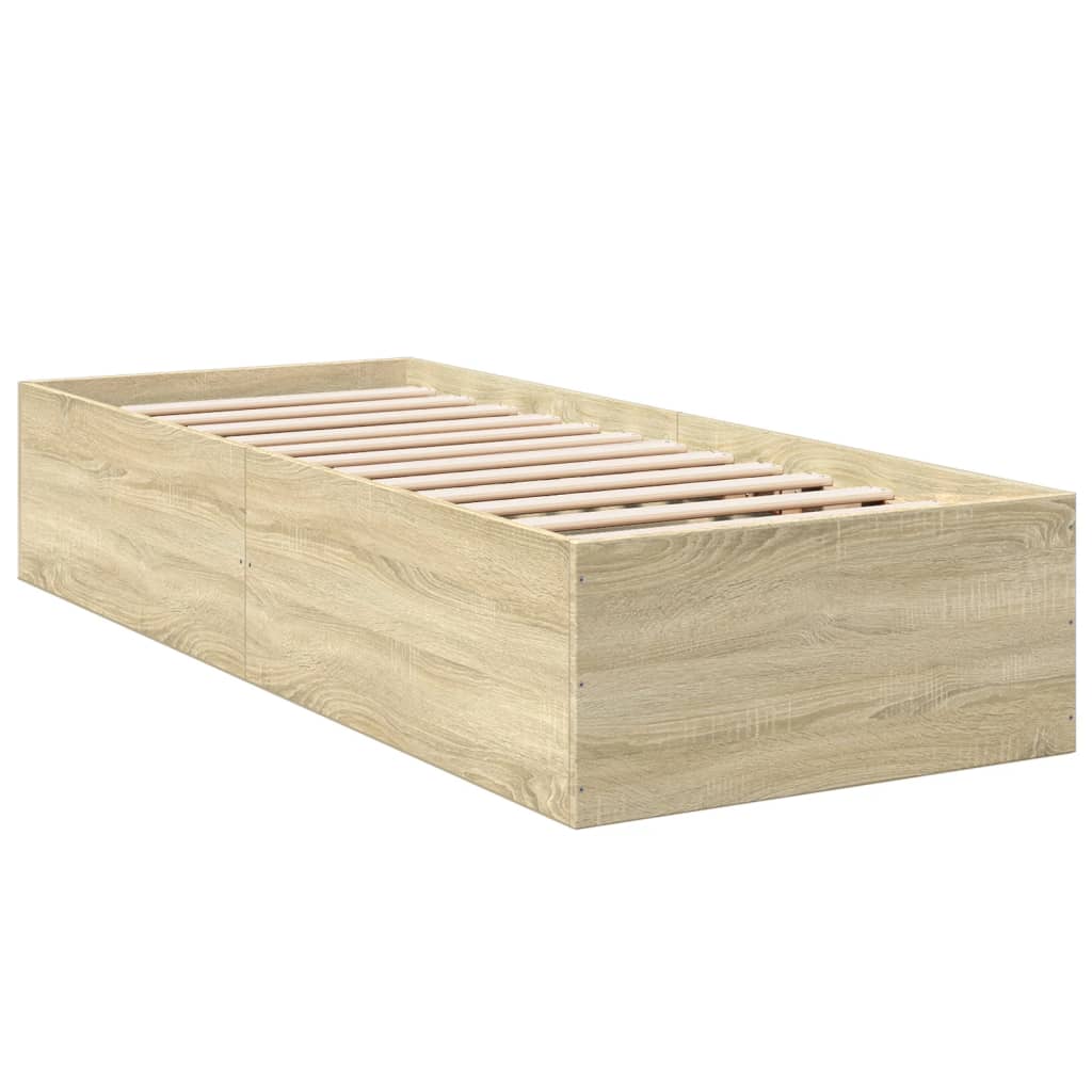 vidaXL Bed Frame without Mattress Sonoma Oak 100x200 cm 3