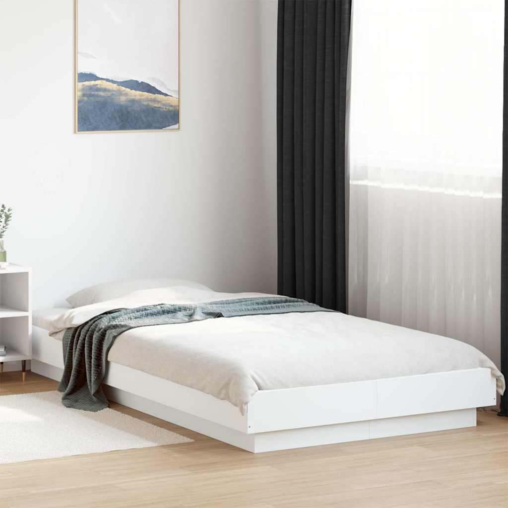 Bed Frame with LED Lights without Mattress 100x200cm White