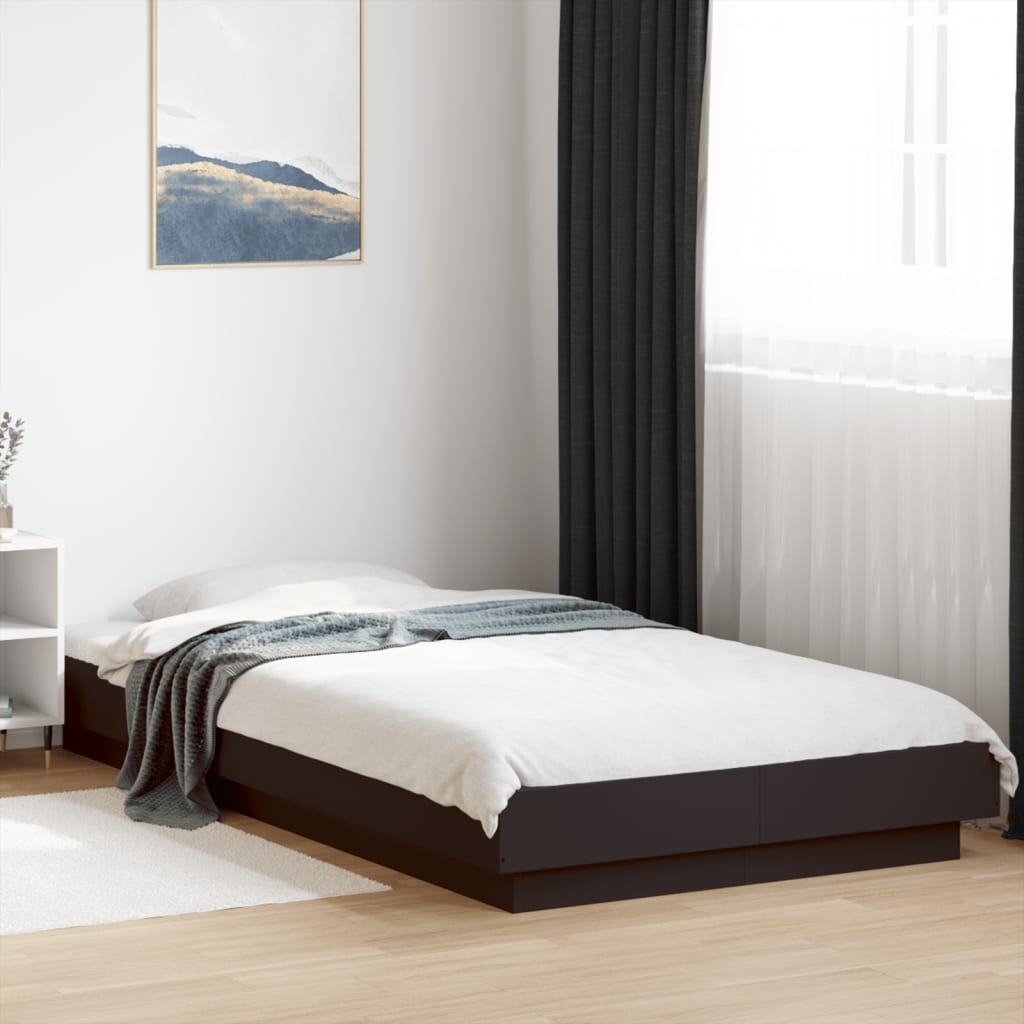 Bed Frame with LED Lights without Mattress 100x200cm Black
