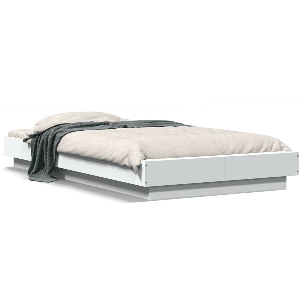 Bed Frame with LED Lights without Mattress 90x190cm White