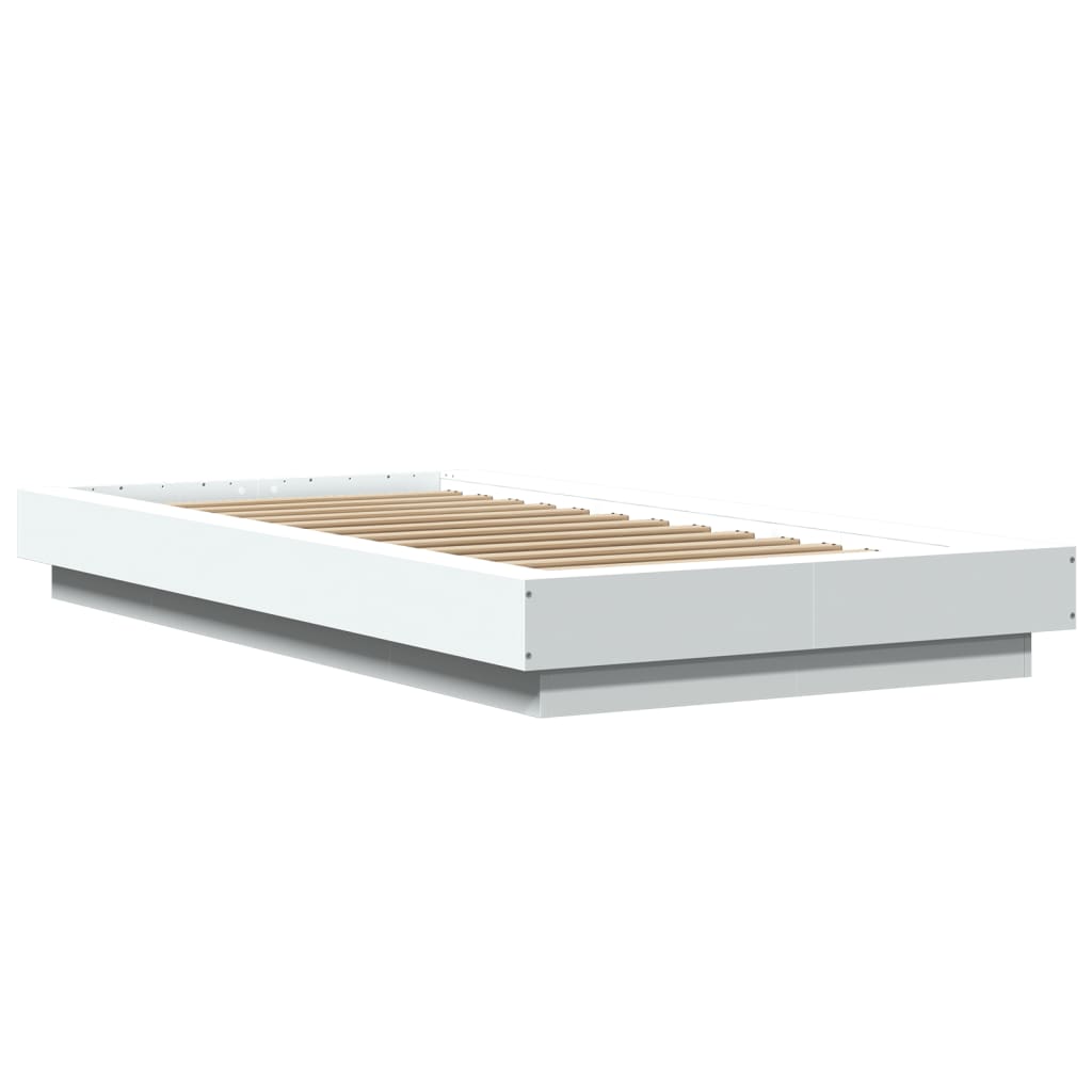 Bed Frame with LED Lights without Mattress 90x190cm White