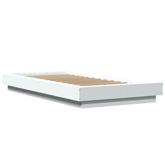 Bed Frame with LED Lights without Mattress 90x190cm White