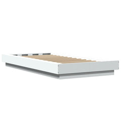 Bed Frame with LED Lights without Mattress 90x190cm White